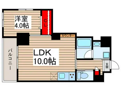 タイガーアパートメント(1LDK/6階)の間取り写真