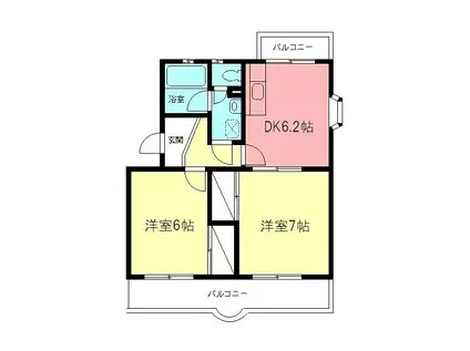 ミレイユマンション(2DK/1階)の間取り写真