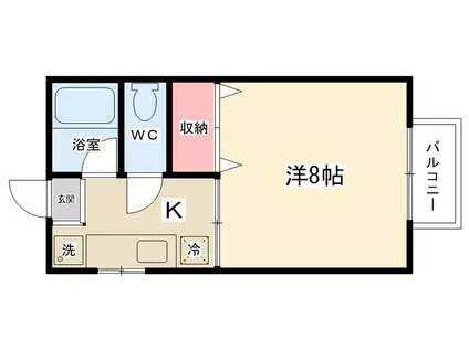 ミドル東大沼(1K/1階)の間取り写真