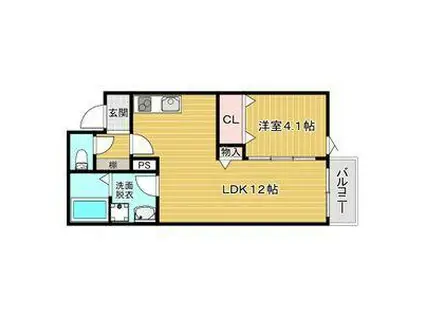 RUKE TACHIBANA(1LDK/2階)の間取り写真