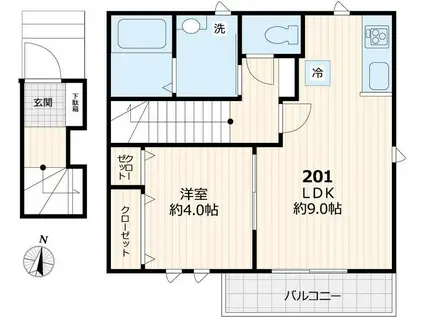 フィカーサ石神井町(1LDK/2階)の間取り写真