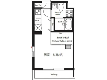 GRACES東中野(1K/2階)の間取り写真