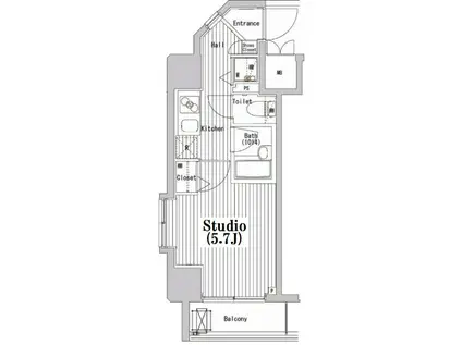 ガーラ・シティ深川森下(1K/5階)の間取り写真