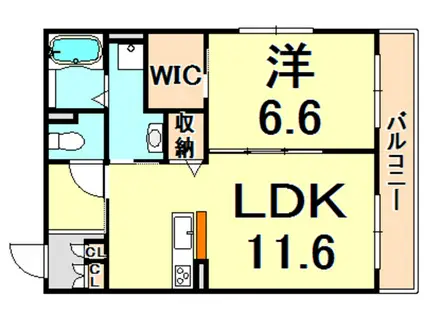 SHAMAISON甲子園町(1LDK/2階)の間取り写真