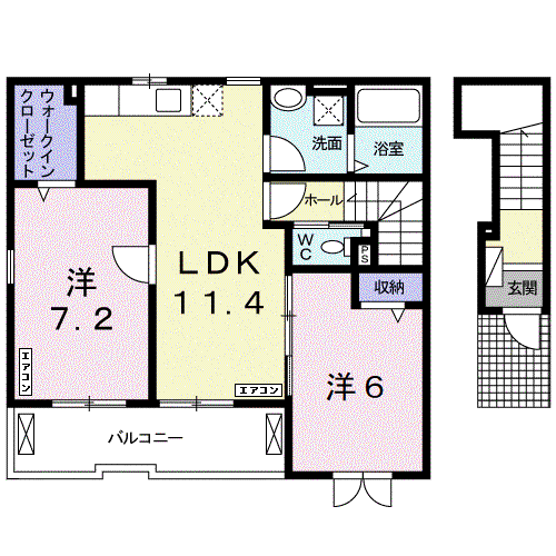 シャルパンティエ III(2LDK/2階)の間取り写真