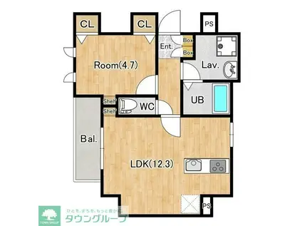 ジーグランデ森下(1LDK/3階)の間取り写真