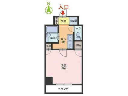 エル・ヴィエント(1DK/7階)の間取り写真