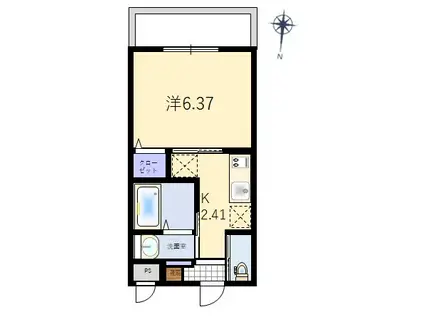 グランドソレーユIII(1K/4階)の間取り写真