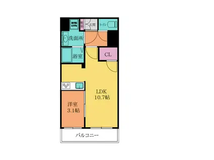 ERDE三萩野エルデ三萩野(1LDK/7階)の間取り写真