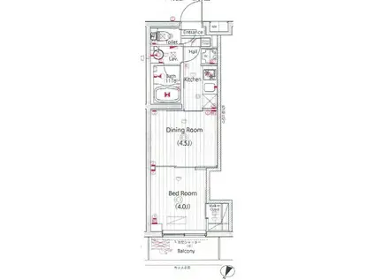 ガーラ・ステーション川崎久地(1DK/4階)の間取り写真