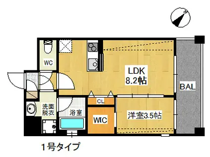 BRAND NEW DAY 高宮(1SLDK/10階)の間取り写真