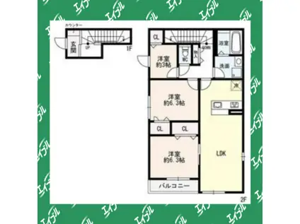 MAISON DE HIRO II(3LDK/2階)の間取り写真