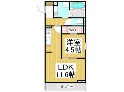 コンフォーティア塩尻大門(1LDK/1階)の間取り写真