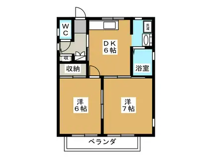 富士ハイツ(2DK/2階)の間取り写真