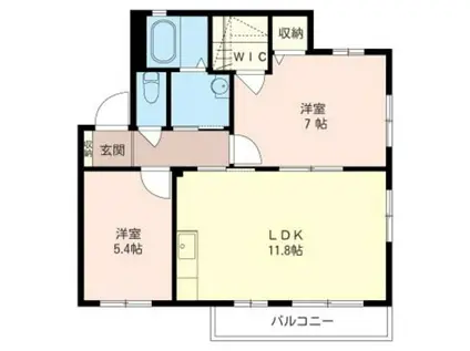 ヴィラ西ノ台(2LDK/2階)の間取り写真