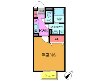 ファインユース(1K/1階)の間取り写真