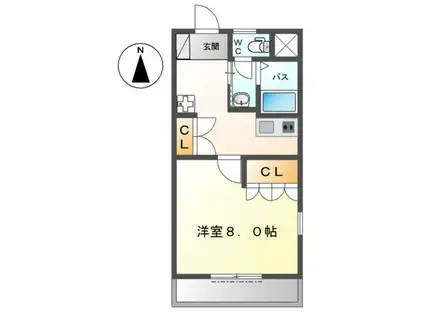 向日葵参番館(1K/1階)の間取り写真