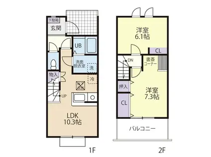 DOUX MAISON 長塚 C(2LDK/1階)の間取り写真