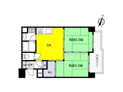 アルディア伊勢(2DK/3階)の間取り写真