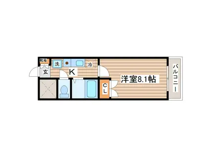 テルシノ北仙台(1K/4階)の間取り写真