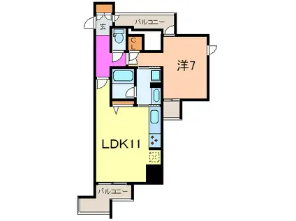 レジディア中延(1LDK/14階)の間取り写真