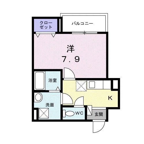 ヒカルサ京都北山栗栖I(1K/3階)の間取り写真