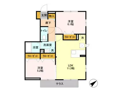 ポルテボヌールI(2LDK/1階)の間取り写真