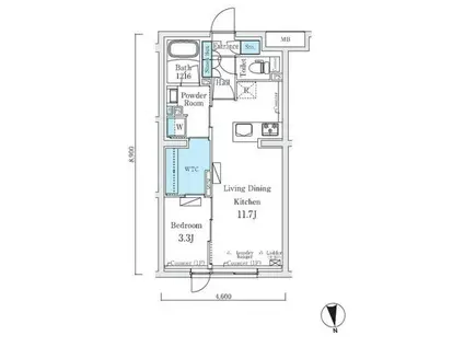 コスモグラシア中野南台(1LDK/3階)の間取り写真
