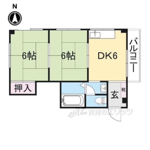 グランデ東香里2(2K/4階)の間取り写真