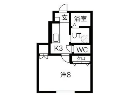 ワンリッチ上野町B(1K/1階)の間取り写真