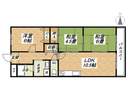 ワカイシビック第1ハイツ(3DK/9階)の間取り写真