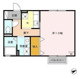 セジュール 楽(1K/2階)の間取り写真