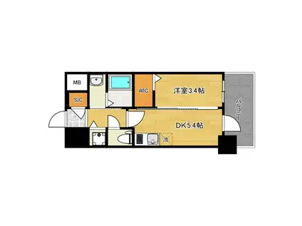 エステムコート難波ウエストサイドIXレデント(1DK/8階)の間取り写真