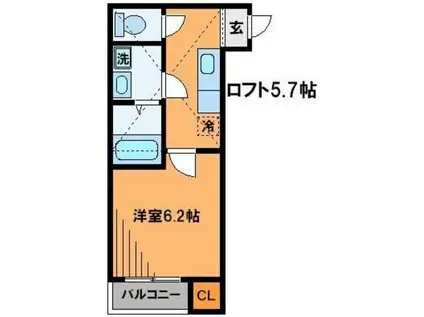グローコートⅠ(1K/2階)の間取り写真