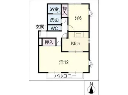 かたせハイツ(2K/2階)の間取り写真