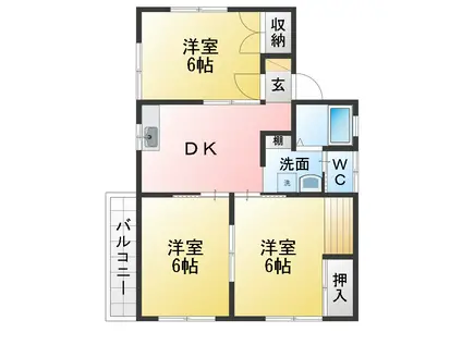 ラ・メール清香 A・B・C(3DK/2階)の間取り写真