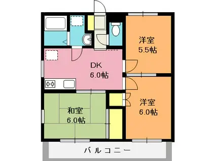 クリスタルコート弐番館(3DK/4階)の間取り写真