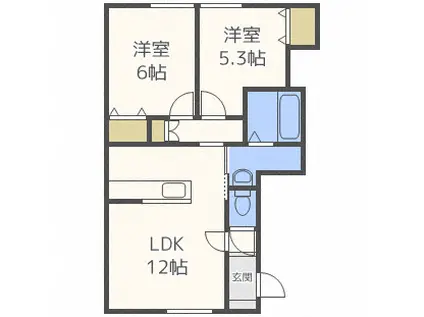 S.CREST山の手(2LDK/2階)の間取り写真