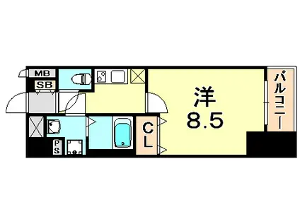 エスティロアール神戸駅前(1K/4階)の間取り写真