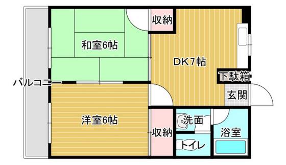 高畑ビル(2DK/2階)の間取り写真
