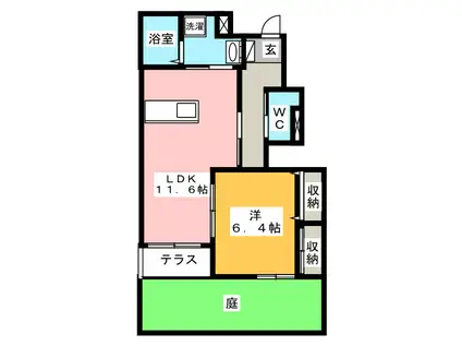 ボヌール坂下II(1LDK/1階)の間取り写真