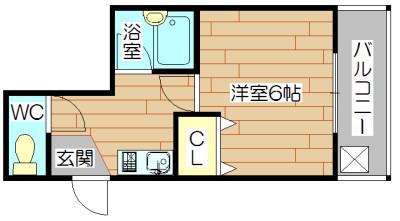 エヴァーグリーンタナカ(1K/4階)の間取り写真