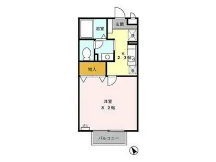 ヴィラ花水木(1K/2階)の間取り写真