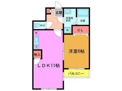 メゾンM&S(1LDK/3階)の間取り写真