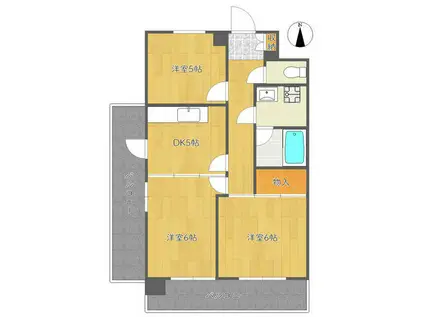 サンモーリス(3DK/4階)の間取り写真