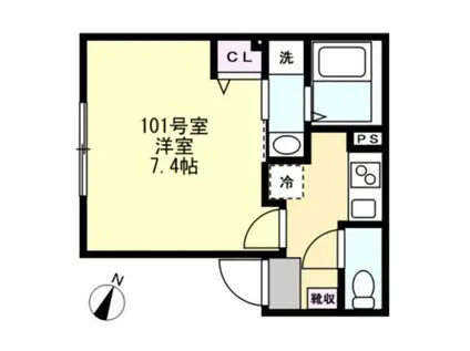 辻堂元町 アパート(1K/1階)の間取り写真
