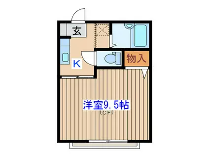 ヒルサイドフラット(1K/2階)の間取り写真