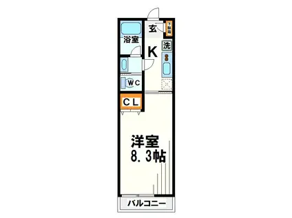 若葉町タウンハウス(1K/2階)の間取り写真