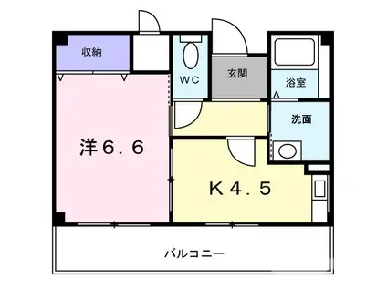メルヴェール(1DK/2階)の間取り写真