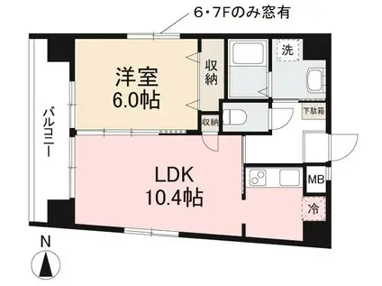 メルベーユ西内町(1LDK/2階)の間取り写真